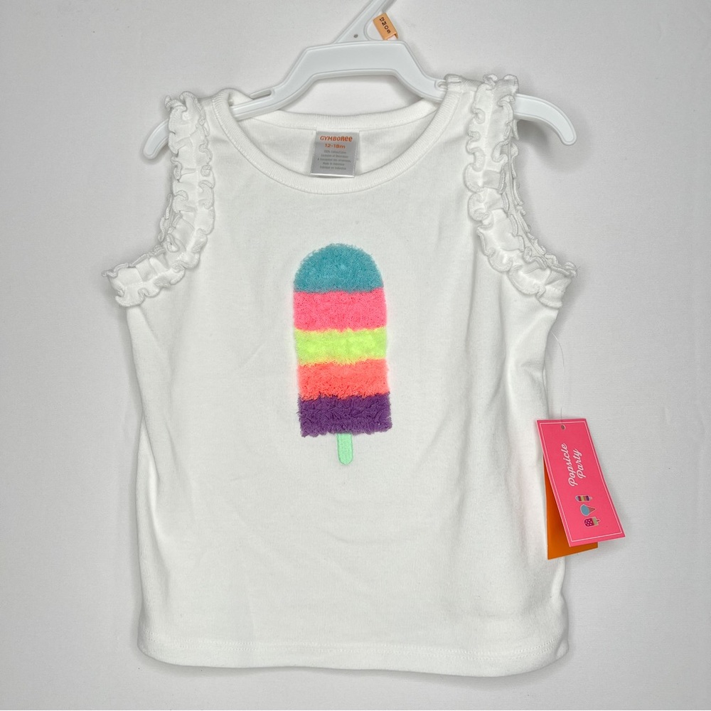 🌼NWT🌼GYMBOREE 100% Cotton Baby Girl Popsicle Ruffled Tank Top 18M 3T